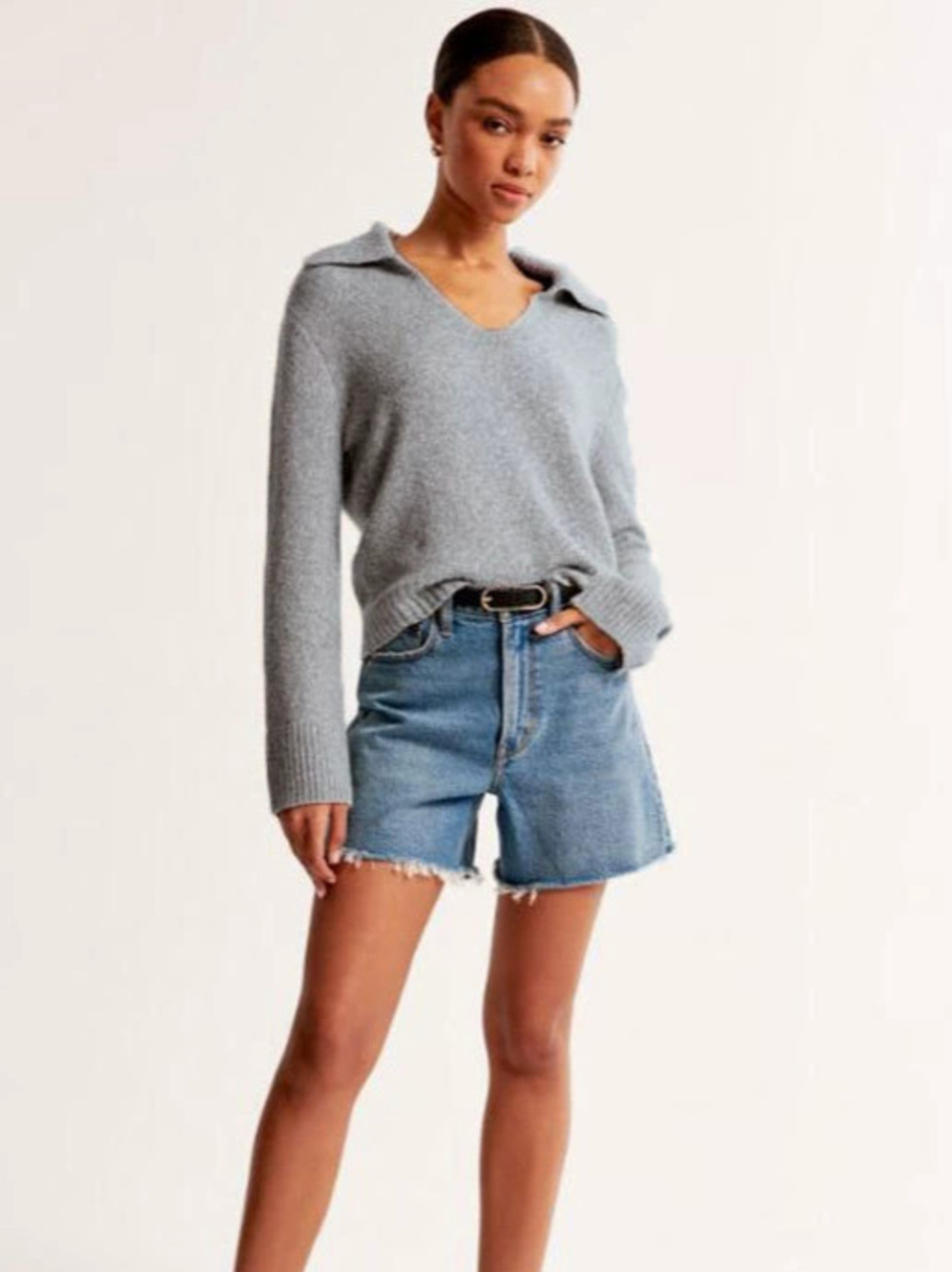 Womens Casual Solid Long Sleeve Turn Down Collar Pullover Sweater Autumn Winter